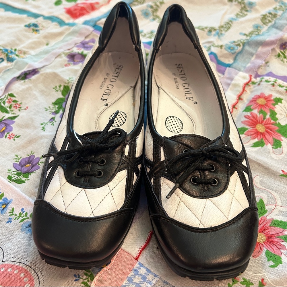 SESTO BY SHERRY GOLF SHOES WOMENS PREPPY BLACK LOAFERS US 6.5